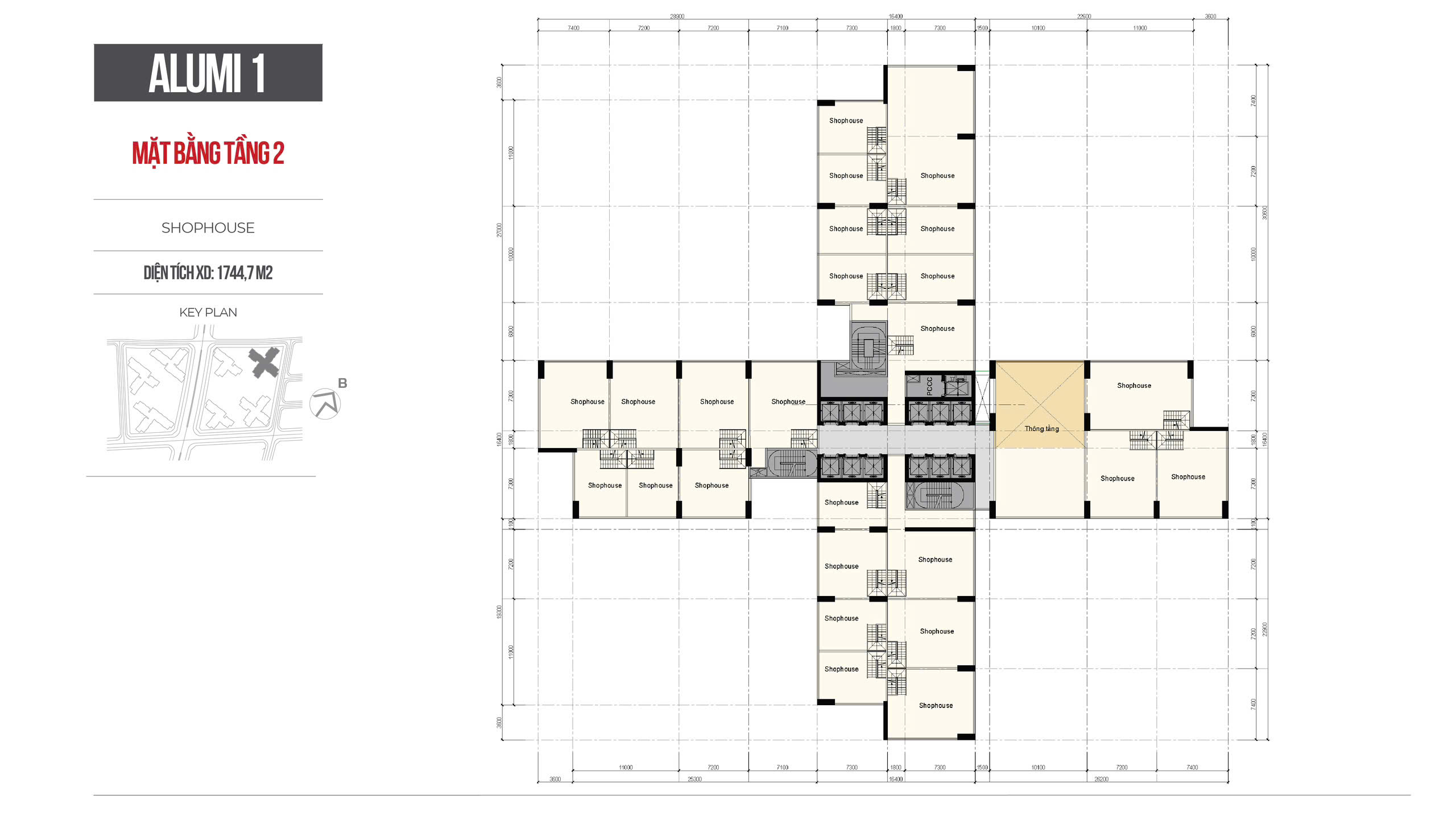 Layout Alumi 1 mặt bằng tầng 2