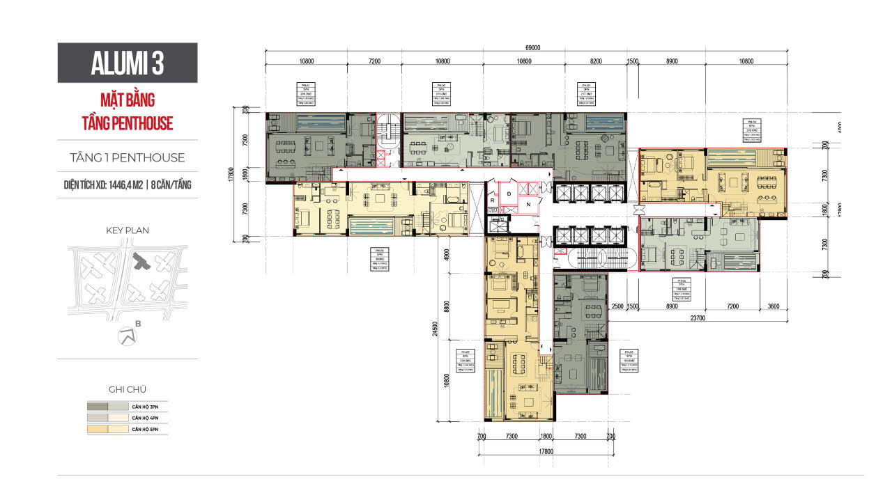 Layout Alumi 3 mặt bằng penhouse