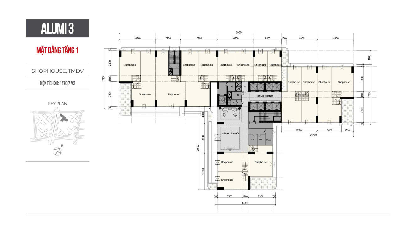 Layout Alumi 3 mặt bằng tầng 1