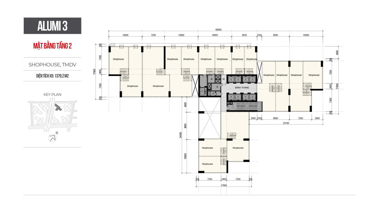 Layout Alumi 3 mặt bằng tầng 2